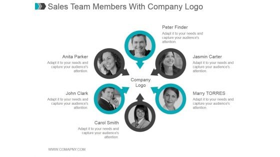 Sales Team Members With Company Logo Ppt PowerPoint Presentation Slide Download