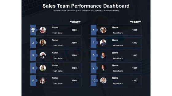 Sales Team Performance Dashboard Ppt PowerPoint Presentation Summary Infographic Template PDF