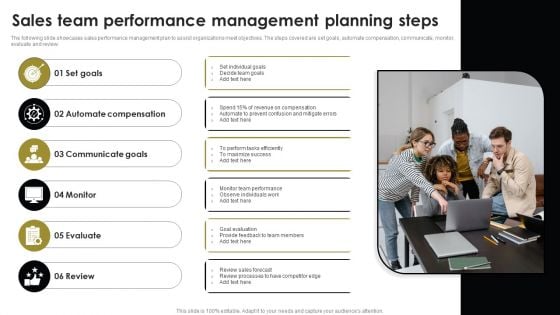 Sales Team Performance Management Planning Steps Portrait PDF