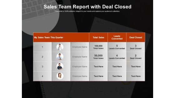 Sales Team Report With Deal Closed Ppt PowerPoint Presentation File Files PDF