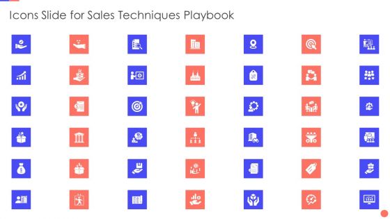 Sales Techniques Playbook Icons Slide For Sales Techniques Playbook Diagrams PDF