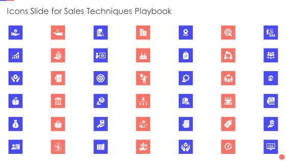 Sales Techniques Playbook Icons Slide For Sales Techniques Playbook Diagrams PDF