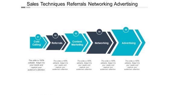Sales Techniques Referrals Networking Advertising Ppt PowerPoint Presentation Slide