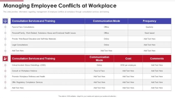 Sales Training Playbook Managing Employee Conflicts At Workplace Slides PDF Sales Training Playbook Managing Employee Conflicts At Workplace Slides PDF