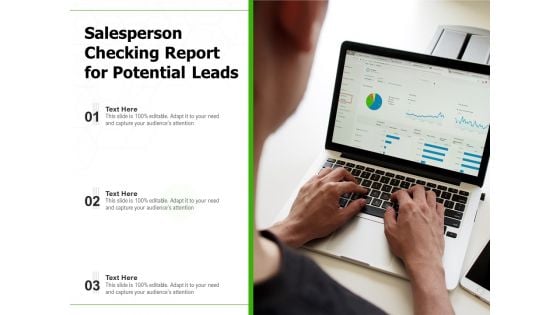 Salesperson Checking Report For Potential Leads Ppt PowerPoint Presentation Gallery Visual Aids PDF