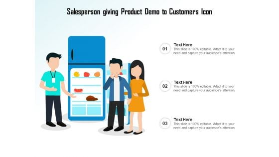 Salesperson Giving Product Demo To Customers Icon Ppt PowerPoint Presentation Layouts Graphics PDF