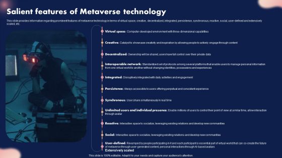 Salient Features Of Metaverse Technology Ppt Deck PDF