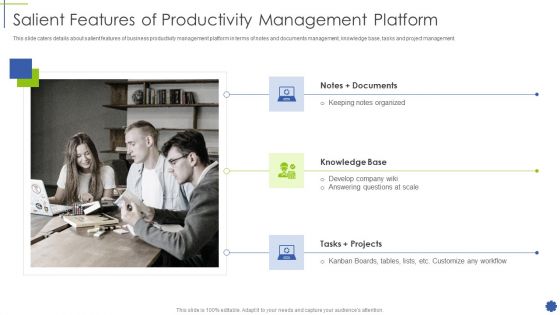Salient Features Of Productivity Management Platform Summary PDF