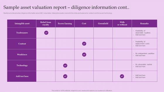Sample Asset Valuation Report Diligence Information Rules PDF
