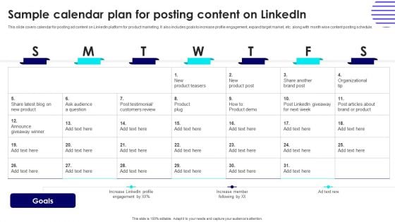 Sample Calendar Plan For Posting Content On Linkedin Themes PDF Sample Calendar Plan For Posting Content On Linkedin Themes PDF