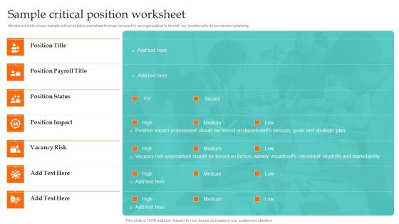 Sample Critical Position Worksheet Ultimate Guide To Employee Succession Planning Background PDF Sample Critical Position Worksheet Ultimate Guide To Employee Succession Planning Background PDF