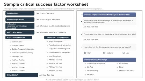 Sample Critical Success Factor Staff Succession Planning And Development Strategy Guidelines PDF