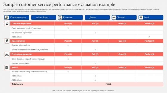 Sample Customer Service Performance Evaluation Example Brochure PDF