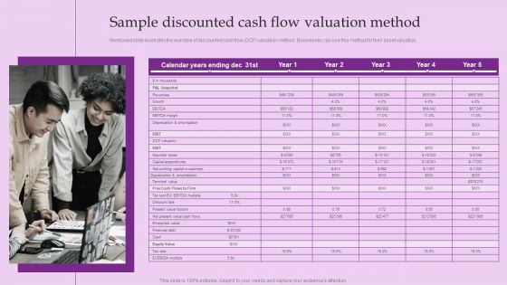 Sample Discounted Cash Flow Valuation Method Brand And Equity Evaluation Techniques And Procedures Slides PDF