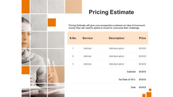 Sample Of Business Plan Pricing Estimate Ppt PowerPoint Presentation Outline Show PDF