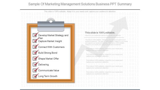 Sample Of Marketing Management Solutions Business Ppt Summary