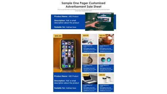 Sample One Pager Customized Advertisement Sale Sheet PDF Document PPT Template
