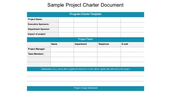 Sample Project Charter Document Ppt PowerPoint Presentation Summary Graphic Images