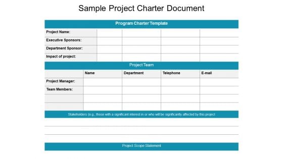 Sample Project Charter Document Ppt PowerPoint Presentation Summary Graphic Images