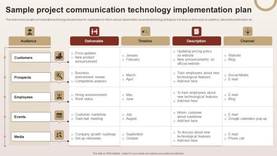 Sample Project Communication Technology Implementation Plan Diagrams PDF