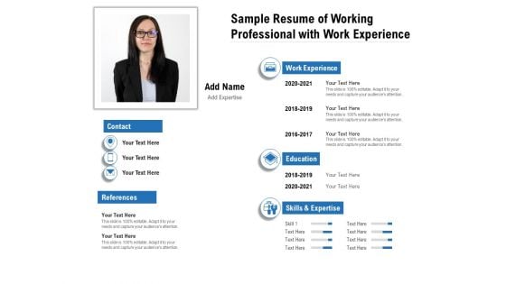 Sample Resume Of Working Professional With Work Experience Ppt PowerPoint Presentation File Mockup PDF