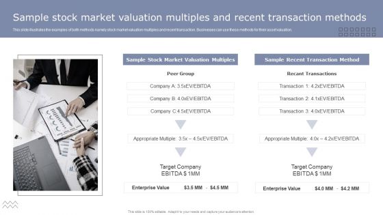 Sample Stock Market Valuation Multiples And Recent Transaction Methods Infographics PDF