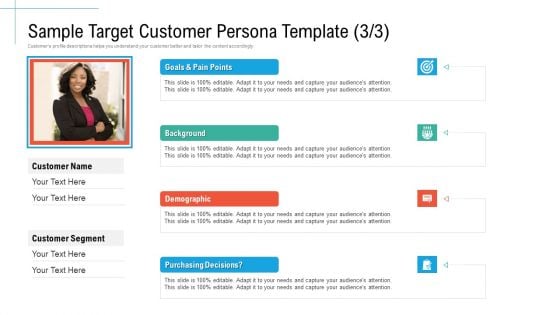 Sample Target Customer Persona Template Background Initiatives And Process Of Content Marketing For Acquiring New Users Elements PDF