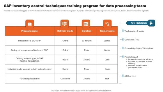 Sap Inventory Control Techniques Training Program For Data Processing Team Download PDF Sap Inventory Control Techniques Training Program For Data Processing Team Download PDF