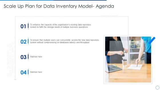 Scale Up Plan For Data Inventory Model Agenda Mockup PDF