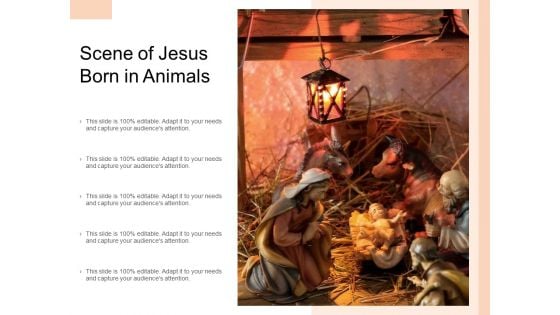 Scene Of Jesus Born In Animals Ppt PowerPoint Presentation Layouts Display