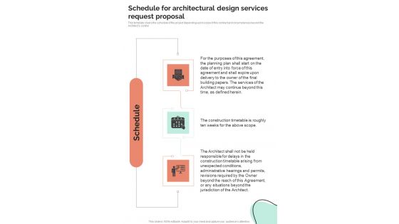 Schedule For Architectural Design Services Request Proposal One Pager Sample Example Document Schedule For Architectural Design Services Request Proposal One Pager Sample Example Document