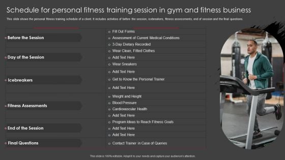 Schedule For Personal Fitness Training Session In Gym And Fitness Business Summary PDF Schedule For Personal Fitness Training Session In Gym And Fitness Business Summary PDF