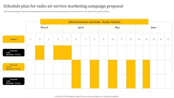 Schedule Plan For Radio Air Service Marketing Campaign Proposal Mockup PDF