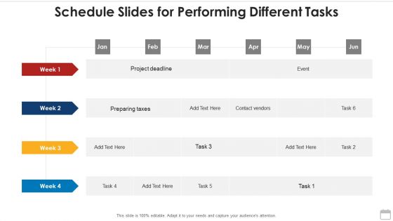 Schedule Slides For Performing Different Tasks Brochure PDF