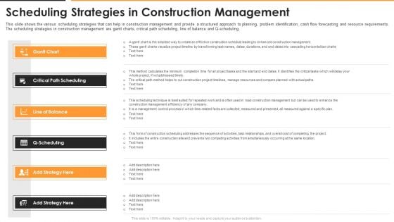 Scheduling Strategies In Construction Management Sample PDF