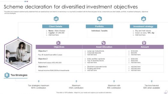 Scheme Declaration For Diversified Investment Objectives Clipart PDF