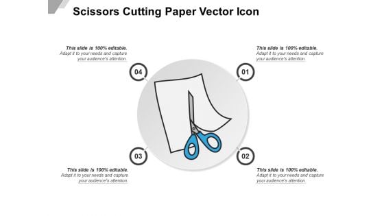 Scissors Cutting Paper Vector Icon Ppt PowerPoint Presentation Styles Influencers PDF