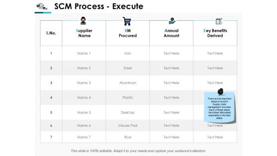 Scm Process Execute Business Ppt Powerpoint Presentation Gallery Background Designs