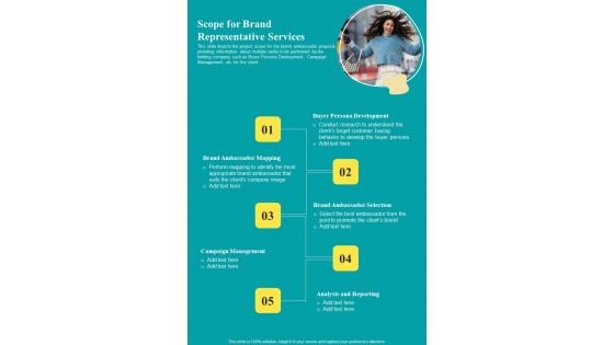 Scope For Brand Representative Services One Pager Sample Example Document Scope For Brand Representative Services One Pager Sample Example Document