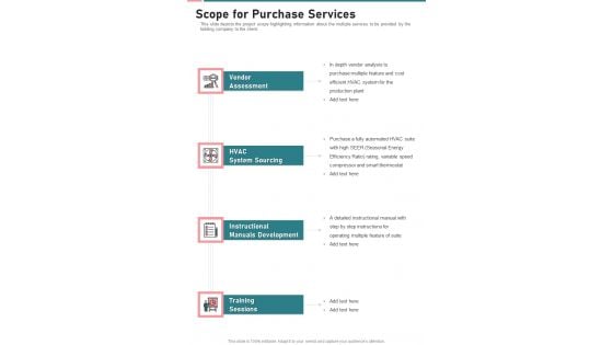 Scope For Purchase Services One Pager Sample Example Document Scope For Purchase Services One Pager Sample Example Document