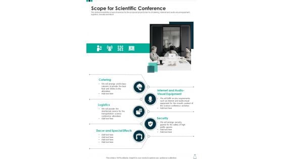 Scope For Scientific Conference One Pager Sample Example Document