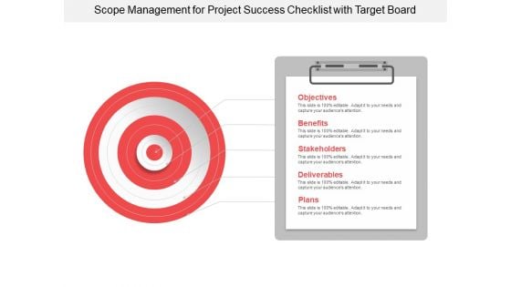 Scope Management For Project Success Checklist With Target Board Ppt PowerPoint Presentation Slides Outfit