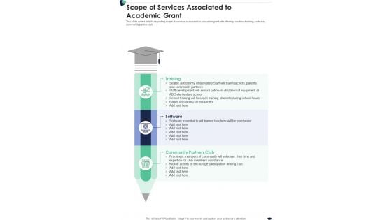 Scope Of Services Associated To Academic Grant One Pager Sample Example Document