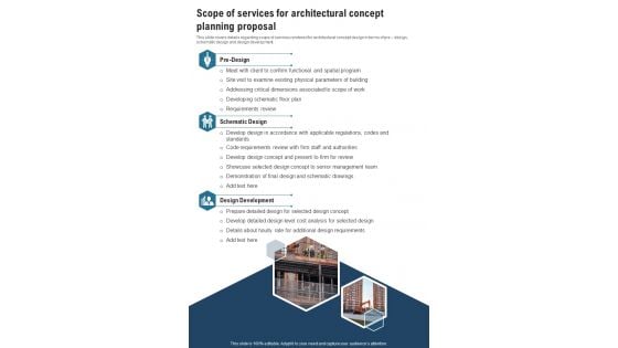 Scope Of Services For Architectural Concept Planning Proposal One Pager Sample Example Document