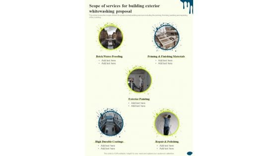 Scope Of Services For Building Exterior Whitewashing Proposal One Pager Sample Example Document