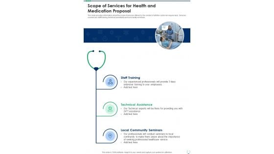 Scope Of Services For Health And Medication Proposal One Pager Sample Example Document