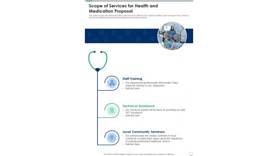 Scope Of Services For Health And Medication Proposal One Pager Sample Example Document Scope Of Services For Health And Medication Proposal One Pager Sample Example Document
