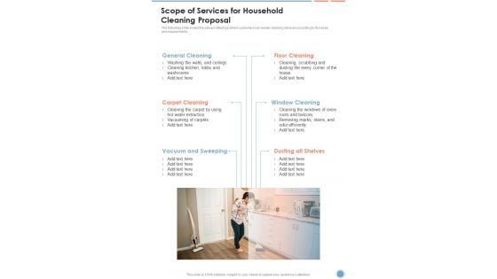 Scope Of Services For Household Cleaning Proposal One Pager Sample Example Document