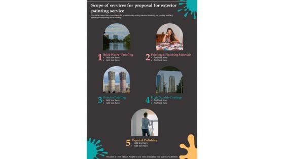 Scope Of Services For Proposal For Exterior Painting Service One Pager Sample Example Document