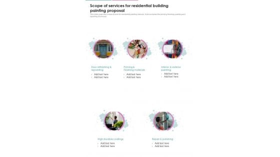 Scope Of Services For Residential Building Painting Proposal One Pager Sample Example Document Scope Of Services For Residential Building Painting Proposal One Pager Sample Example Document
